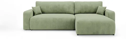 CORNERO Ecksofa BERLIN rechts hellgrün mit Schlaffunktion - Das Ecksofa BERLIN RECHTS überzeugt mit modernem Design und komfortabler Schlaffunktion. Ideal für entspannte Abende und als praktische Schlafgelegenheit. Der Bezug aus weichem Stoff in hellgrün sorgt für eine wohnliche Atmosphäre.
