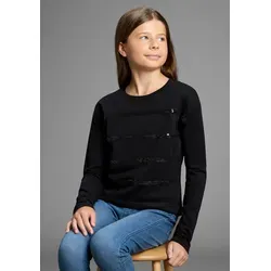 Bruno Banani Langarmshirt Shirt mit Paillettendetails für Mädchen Für TEENS, Langarmshirt mit Pailletten schwarz 140/146