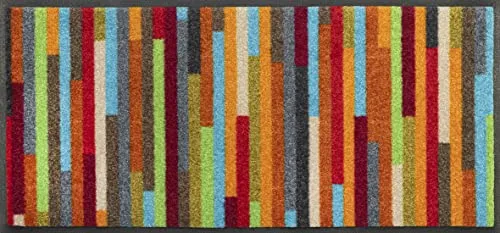 wash+dry Fußmatte Mikado Stripes 35x75cm - Bunte, Waschbare Innenmatte - Fußmatten für Innenräume, waschbar bis 60°C, rutschfest und trittschalldämmend – ideal für Allergiker und Tierbesitzer!