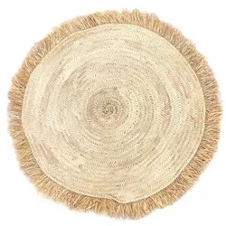 Marrakesch Orient & Mediterran Interior Teppich Silva 90cm - Boho Style Flurteppich, handgeknüpft aus Palmblättern und Raffia. Schmutzabweisend und ideal für den Indoor-Bereich.