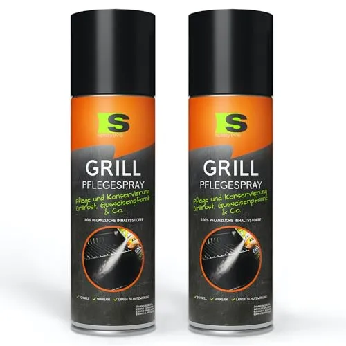 Spraytive 2 x 500ml Grill-Pflegespray - BBQ Grill-Zubehör - Pflegt & Konserviert Grillroste, Pfannen (Edelstahl, Gusseisen) & Co. - Antihaftspray, Non Stick Spray für Weber Grills, Plancha Grills