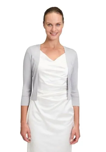 Strickjacke VERA MONT - Eleganter Damen Strickbolero ohne Verschluss - Strickjacken für Damen, figurumspielend mit glitzerndem Material und 3/4-Ärmeln, ideal für festliche Anlässe.