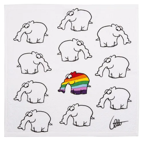 Ottifant Geschirrtuch Baumwoll Frottier by Otto Waalkes - Be Different - Hochwertiges Küchenhandtuch aus 100 % Baumwolle mit den beliebten Motiven Be Different - Regenbogen und Verrüsselt. Ideal für den Alltag und als Geschenk. Waschbar bis 60 Grad. Wählt zwischen Einzelstück oder Set!