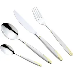 Maestro MR-1512G-24 Elegantes 24-teiliges Besteckset mit Gold-Finish - Hochwertiges 24-teiliges Besteckset für 6 Personen im eleganten Gold-Finish. Aus robustem Edelstahl, pflegeleicht und ideal für festliche Anlässe.