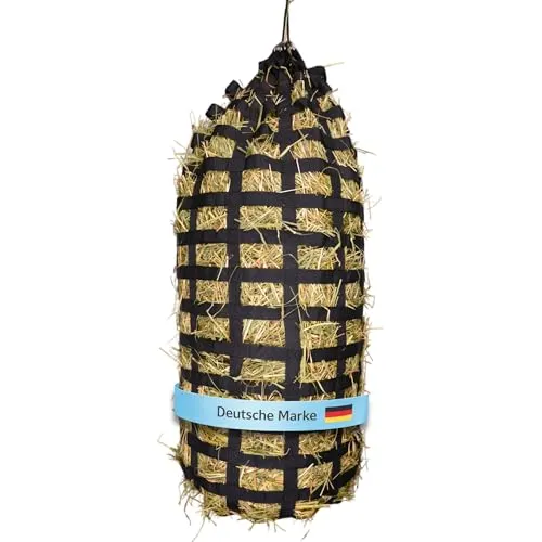 Flori's Premium Heunetz für Pferde - Engmaschig & Robust 90 x 60 cm - Das Flori's Heunetz für Pferde ist ideal für artgerechte Fütterung. Mit engmaschigem Design für langsame Futteraufnahme, robustem Material und einfacher Handhabung – perfekt für Box, Paddock und Turnier!