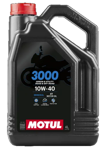 Motul Motoröl 3000 10W-40 4T 107693 - Hochleistungs-Motoröl für Motorräder, bietet optimalen Schutz und hohe Leistung unter extremen Bedingungen.