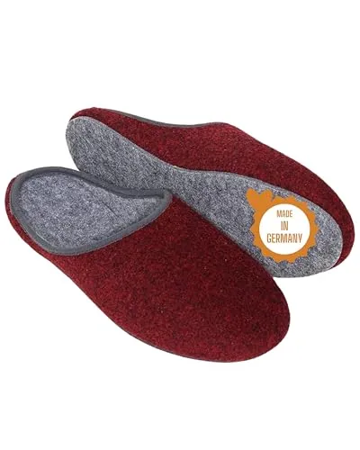 Pantoffelmann Filzpantoffeln Rot Größe 36 - Hausschuhe aus 100% Polyester-Filz, atmungsaktiv und warm, für hohen Komfort und gelenkschonendes Gehen. Stilvolles Design, hergestellt in Deutschland.