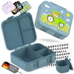BEARFOOT Lunchbox Traktor - Auslaufsichere Brotdose für Schule und Kindergarten - Brotdose für Mädchen und Jungen mit 3 Fächern, leicht und BPA-frei. Ideal für Snacks und Vesper, mikrowellen- und spülmaschinengeeignet.