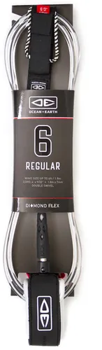 Ocean and Earth Regular 6ft Surf Leash 7 ft White - Leashes fürs Surfen, unisex und extra robust für maximale Sicherheit beim Surfen.