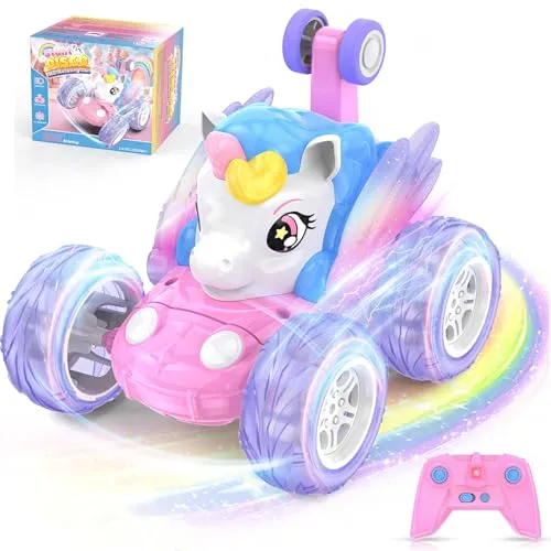 FUIOCOCP Einhorn Ferngesteuertes Auto – 2.4GHz RC Stunt Monstertruck für Kinder - Einzigartiges Einhorn-Design mit leuchtenden Farben und beeindruckenden 360°-Stunts. Ideal für Kinder von 3 bis 9 Jahren, fördert spielerisch die Koordination und sorgt für grenzenlosen Spaß drinnen und draußen.