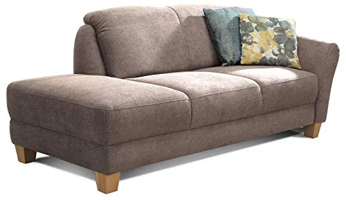 CAVADORE Recamiere Gootlaand im Landhausstil - Elegante Recamiere im Landhausstil mit hochwertigem Federkern für hohen Sitzkomfort. Pflegeleichter Bezugsstoff in Taupe und klassische Holzfüße in Buche natur machen sie zum idealen Möbelstück für Ihr Zuhause.