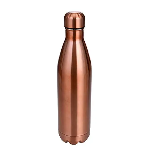 GRÄWE Edelstahl Isolierflasche, 750 ml, Kohlensäure geeignet, Thermoflasche mit Drehverschluss, Kupferfarbig