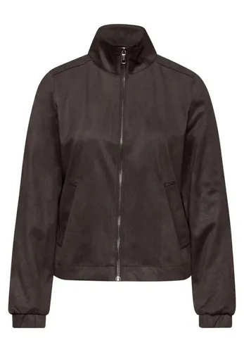 Street One Damen 2116810 Kurze Velours Jacke, Deep Roast Brown - Funktionsjacke mit Stehkragen und seitlichen Taschen, elastischem Saum und Bündchen für optimalen Tragekomfort und stylisches Design.