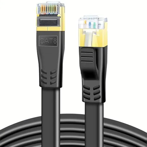 DDMALL Cat 8 Netzwerkkabel 0,5m 2 Stück Hochgeschwindigkeit 40Gbps 2000MHz CAT8 Flaches Patchkabel, Gigabit Internet LAN Kabel mit Vergoldetem RJ45 Stecker für Router, PC (0,5m/2Stück/Schwarz)