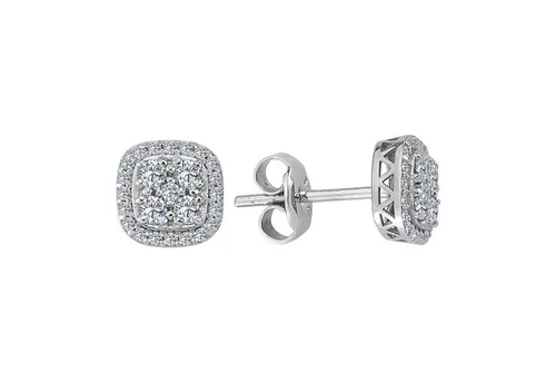 EinStein Diamant Paar Ohrstecker aus 14 Karat Weißgold - Elegante Ohrstecker mit 50 funkelnden Diamanten (0,40 Carat) in feinem Weiß. Ideal für besondere Anlässe oder den täglichen Glamour. Auch in Gelb- oder Rotgold erhältlich.