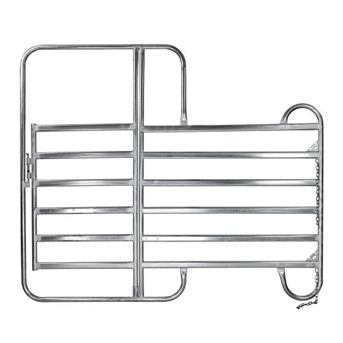 Weidepanel Weidezaun Pferdebox mit Tor 207 cm - 2. Wahl - Stallbedarf für Viehhaltung, robustes Weidepanel mit verzinkter Konstruktion und sicherer Kettenverbindung, ideal für Pferdeboxen und Weiden.