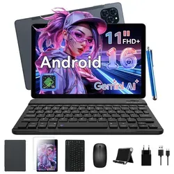 Zenva T90 Tablet 11 Zoll - Tablets - Leistungsstarkes 11 Zoll FHD-Display, Android 16 mit KI-Optimierung, 24GB RAM und 128GB Speicher, inkl. Stift, Maus und Tastatur-Set für vielseitige Nutzung.