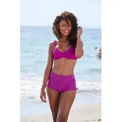 Bügel-Bikini LASCANA, Damen, Gr. 44, Cup G, pink (fuchsia) - Bademode mit seitlich geraffter Bikinihose, verstellbaren Trägern und modischer Farbe. Ideal für einen stylischen Auftritt am Strand oder Pool.