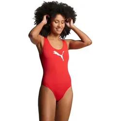 PUMA Schwimmanzug Damen in red, Größe XS FS 2024 - Klassischer Schwimmanzug aus chlorresistentem Stretchgewebe, ideal für Schwimmsport und Freizeit; umweltfreundlich aus Recyclingmaterial gefertigt.