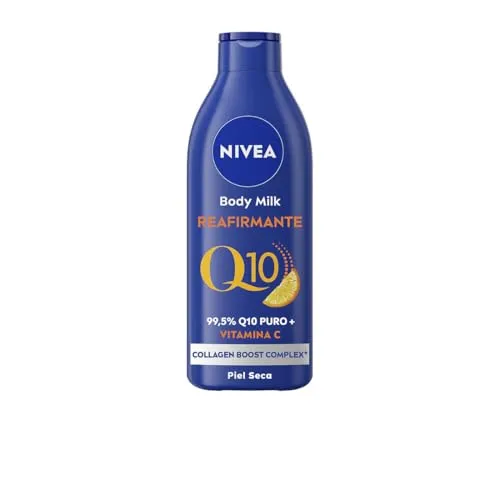NIVEA Q10 Body Milk Straffende (1 x 250 ml), 72h Feuchtigkeitscreme für trockene Haut, Body Straffende Creme mit Collagen Boost Complex, Vitamin C und reinem Q10