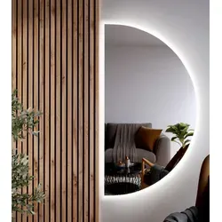 BD ART Luna LED-Badezimmerspiegel 120 x 65 cm, halbkreisförmig mit Beleuchtung - Halbkreisförmiger LED-Badezimmerspiegel (120 x 65 cm) von BD ArtDesign – modernes Design trifft auf Funktionalität. Die integrierte LED-Beleuchtung sorgt für optimale Sicht bei der täglichen Pflege.