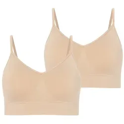 Jockey Bralette Seamfree Stretch (2er Pack) Ohne Seitennähte, Breites Unterbrustband, V-Ausschnitt beige M