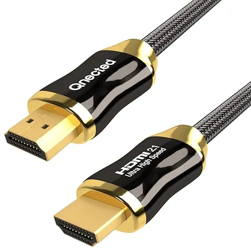 Qnected HDMI 2.1 kabel 1,5 meter | Ultra High Speed | 4K 120Hz & 144Hz, 8K 60Hz Ultra HD | 48 Gbps | Geeignet für PS5, Xbox Series X & S | Kohle Schwarz