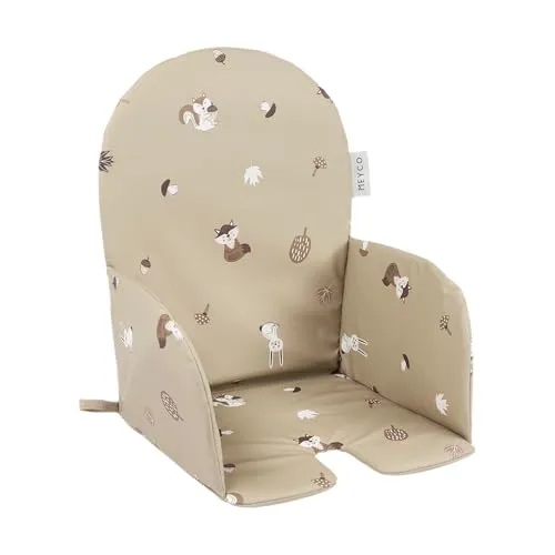 Meyco Baby Sitzverkleinerer für Hochstuhl Antilop - Forest Animals Sand - Wasserfestes PU-Sitzkissen für den Ikea Hochstuhl, sorgt für einen bequemen Sitz und ist ideal für kleine Entdecker.