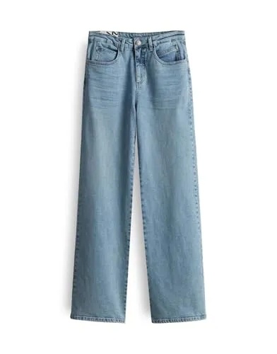 OPUS Damen Wide Leg Jeans MIVY Fresh High Rise - Damen-Jeanshosen aus hochwertigem Spanish Cotton für hohen Tragekomfort und lässigen Look. Ideal für stilbewusste Frauen, die Mode und Bequemlichkeit schätzen.