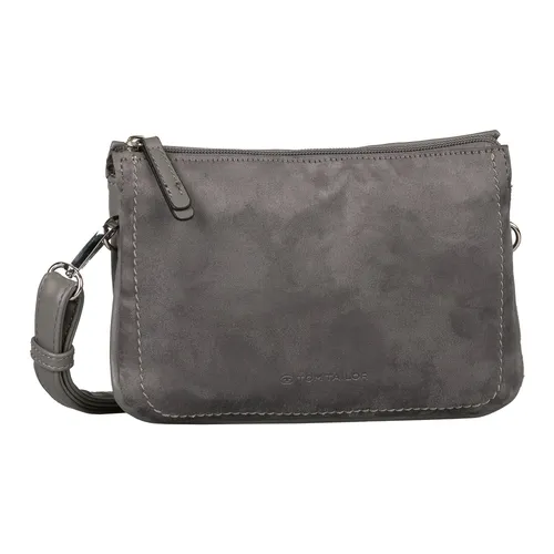 TOM TAILOR Lorella Damen Umhängetasche - Grau - Stylische Crossbody Bag aus weichem Suede-Imitat, ideal für lässige Outfits. Mit abnehmbarem Schulterriemen und mehreren Fächern für optimale Organisation.