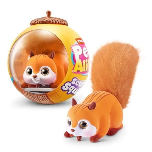 Pets Alive Scurry'n Squirrel (Orange) von ZURU – Interaktives Roboter-Haustier, Bewegliches Eichhörnchen mit realistischen Bewegungen und Geräuschen, ab 2 Jahren