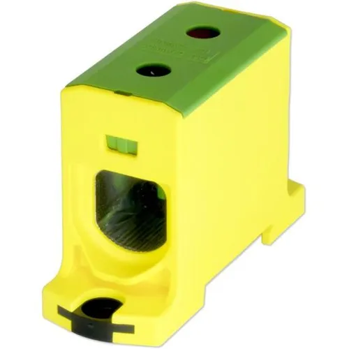 FTG KOMPAKTALUKLEMME 1-POL. CU/AL - 1-polige Kompaktaluklemme für Kabelquerschnitte von 25-150mm², ideal für zuverlässige Verbindungen in elektrischen Installationen. Robuste Ausführung in grau, blau und gelb-grün.