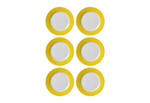 Ritzenhoff & Breker DOPPIO Dessertteller 6er Set - Gelb, 20 cm - Elegante Teller aus hochwertigem Porzellan mit farbigem Dekor, ideal für festliche Anlässe. Spülmaschinengeeignet und perfekt für die stilvolle Präsentation von Desserts.
