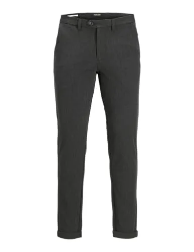 Chinohose JACK & JONES "MARCO CONNOR" - Modische Herrenhose in Dunkelgrau - Wanderhosen: Bequeme Chinohose aus elastischem Materialmix, ideal für Freizeitaktivitäten und modisch kombinierbar.