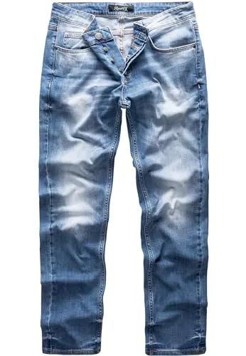 REPUBLIX Herren Jeans Regular Straight Fit Denim Hose Destroyed R07984 Hellblau W30/L32 - Stylische Herren Jeans in hellem Blau mit Destroyed-Details. Ideal für lässige Outfits und den täglichen Einsatz. Bequemer Regular Straight Fit für optimalen Tragekomfort.