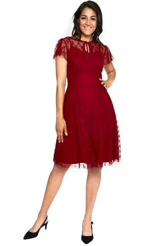 Voodoo Vixen Melody Lace Occasion Dress Frauen Mittellanges Kleid rot M
