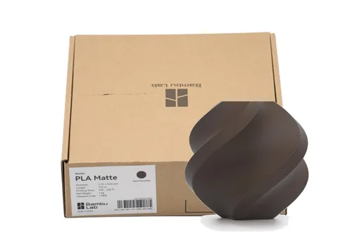 Bambu Lab PLA Matte Filament Dunkle Schokolade 1kg - Hochwertiges 3D-Drucker-Filament in Braun, kompatibel mit vielen Modellen. Ideal für präzise Drucke und detailreiche Ergebnisse. Faser-Durchmesser: 1,75 mm.