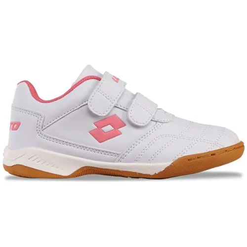 Lotto Hallenschuh mit Klettverschluss weiß 34 EU - Sneaker für Badminton, Handball und mehr, mit praktischem Klettverschluss für einfaches An- und Ausziehen, ideal für junge Sportler.