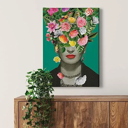 Leinwandbild Blumengesicht - 50x70 Hochformat - Poster & Kunstdrucke, hochwertiger Kunstdruck in lebendigen Farben, ideal für eine außergewöhnliche Wandgestaltung in Ihrem Wohnzimmer.