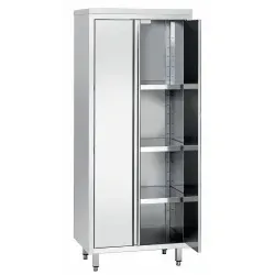Bartscher Hochschrank 600, B800, 2FT, CNS 386080 - Edelstahlmöbel für professionelle Küchen, robuster Hochschrank mit höhenverstellbaren Füßen und drei praktischen Zwischenböden für optimale Lagerung.
