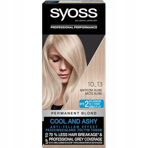Syoss Permanent Cool Color 10_13 Arctic Blond - Haarfarbe für Damen, verleiht intensiven Farbton und leuchtenden Glanz, ideal zum Abdecken grauer Haare, einfache Anwendung für langanhaltende Ergebnisse.