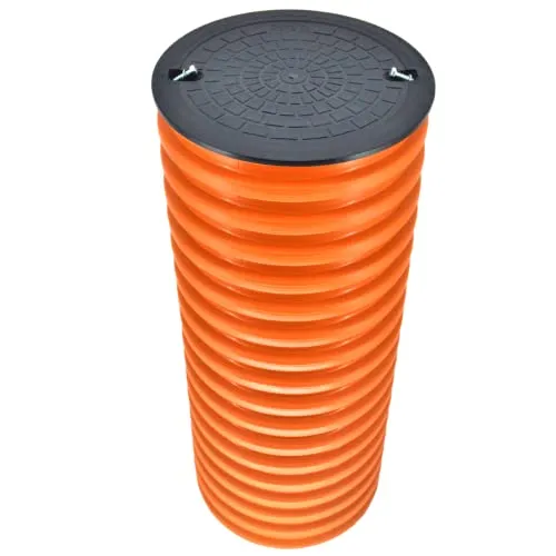 Megaastore KG Steigrohr Schachtrohr Wellrohr DN315 Länge - 1m Kanalschacht Kanalrohr Abwasser (DN 315) | mit PP Schachtdeckel, Abdeckung DN315 Druckklasse A15-1,5 Tonne