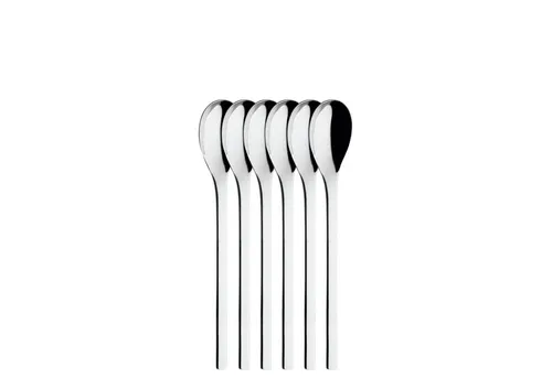 Puresigns ONE Extra Latte Macchiato Löffel 18,60cm Edelstahl Poliert Silber - 6er Set - Elegante 6x Latte Macchiato Löffel (186mm) aus rostfreiem Edelstahl 18/10, spülmaschinenfest. Modernes Design von schaeferdesign vereint Funktionalität und Stil für Ihren Tisch.