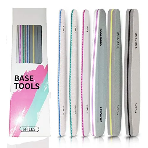 Base Tools File Set: Nagelfeile, Gelnagelfeilen-Set, professioneller Nagelfeilenblock, Nagelstempel, abwaschbare Maniküredatei, doppelseitige Feile
