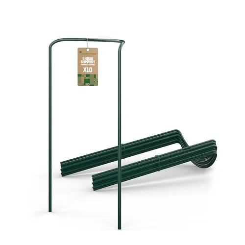 GardenGloss® Strauchstützen aus beschichtetem Stahl - 10 Stück für optimale Pflanzenunterstützung - Rankgitter aus rostfreiem Stahl, ideal für Hortensien und Rosen. Witterungsbeständig und langlebig für sicheres Pflanzenwachstum.