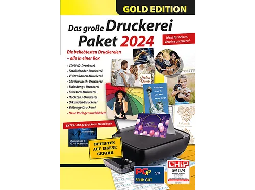 Markt+Technik Das große Druckerei Paket Gold Edition - Software-Downloads: Über 6 Millionen Gestaltungsvorlagen, ideal für kreative Projekte ohne Vorkenntnisse. Inklusive gedrucktem Handbuch und neuen Features im Fotoeditor!