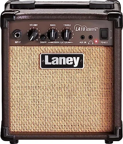 Laney LA10 Akustik-Gitarren Combo - Gitarrenverstärker mit 10 Watt RMS, ideal für akustische Gitarren und ausgestattet mit einem praktischen Kopfhörerausgang für ungestörtes Üben.