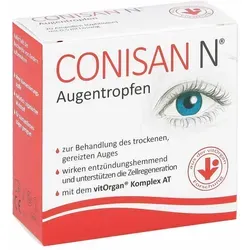 Conisan N 10 ML - Augentropfen für trockene Augen - Arzneimittel zur Linderung von trockenen und gereizten Augen, mit vitOrgan Komplex für sofortigen Schutz und nachhaltige Befeuchtung.