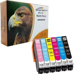 6er-Set D&C Druckerpatronen ersetzt 24 XL T2431 T2432 T2433 T2434 T2435 T2436 für Epson Expression Photo XP-750 XP-760 XP-850 XP-860 XP-950 XP-960...
