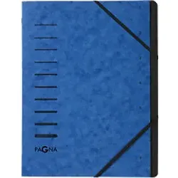 PAGNA Fächermappe DIN A4 Blanko Pappkarton 7 Fächer Blau 24,5 (B) x 0,4 (T) x 32 (H) cm